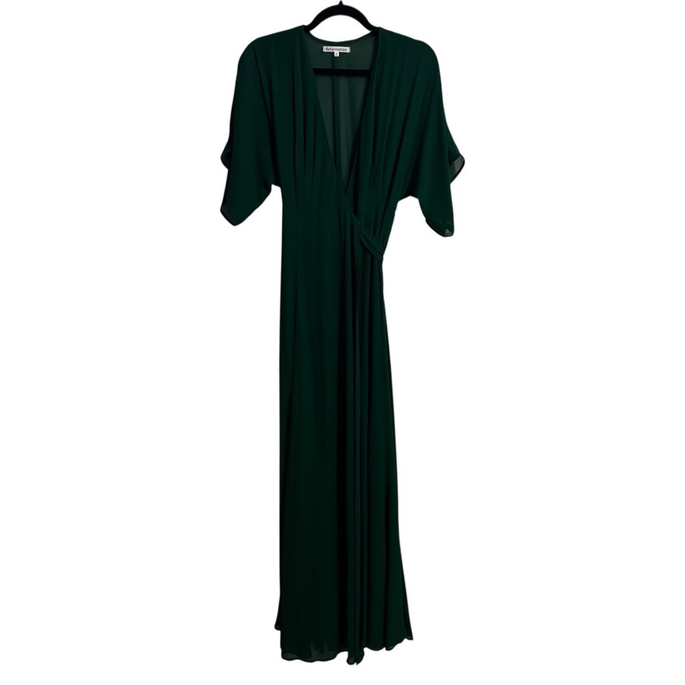 NWT Reformation Winslow Wrap Maxi Dress in Emerald - Picture 10 of 16